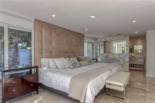 Bedroom, Interior, Marble, Recessed Lighting