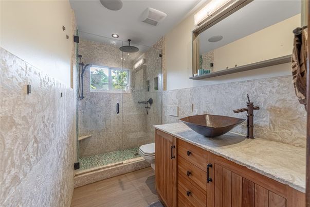 Bathroom, Glass Shower, Interior, Recessed Lighting