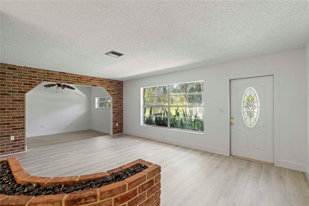 Empty room, Interior, Stone Walls, Wood Texture Flooring