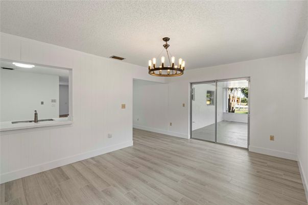 Chandelier, Empty room, Interior, Wood Texture Flooring