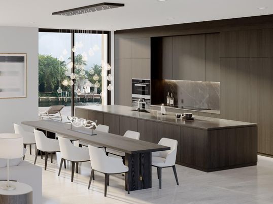 Dining room, Interior, Kitchen, Pendant Lights, Recessed Lighting, Stainless Steel Appliances