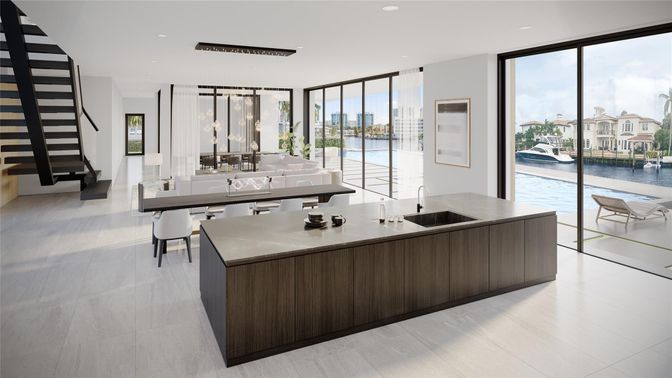 Dining room, Interior, Recessed Lighting, Water
