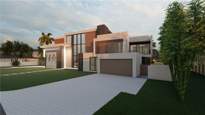 Attached, Backyard, Exterior, Facade, Modern