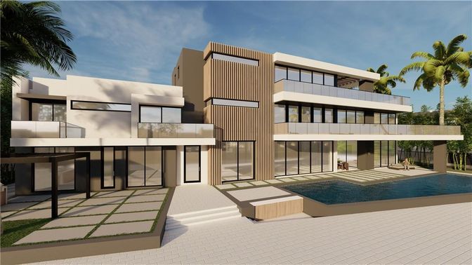 Exterior, Facade, Pool, Modern