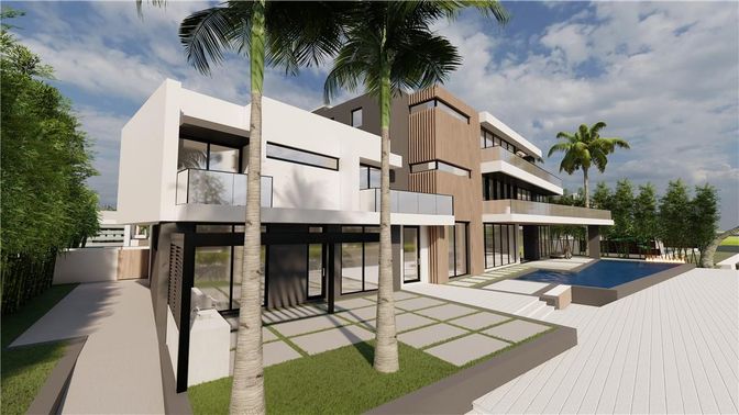 Backyard, Exterior, Facade, Pool, Modern