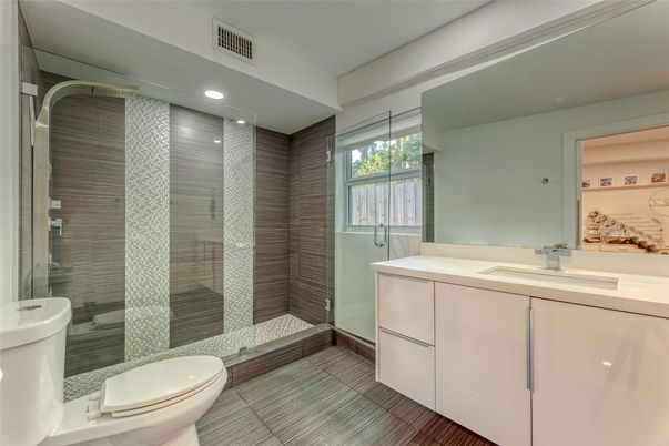 Bathroom, Glass Shower, Interior, Recessed Lighting