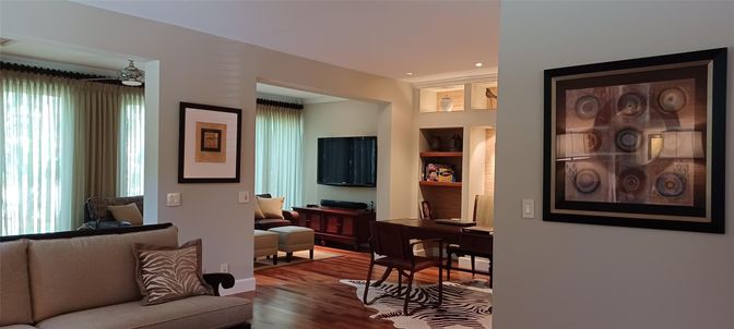 Home Office, Interior, Recessed Lighting, Wood Texture Flooring