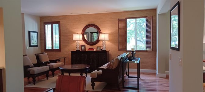 Interior, Living room, Stone Walls, Wood Texture Flooring