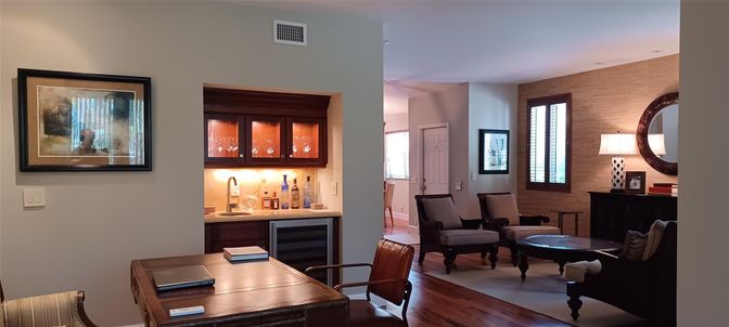 Home Office, Interior, Recessed Lighting, Wood Texture Flooring