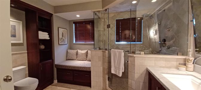 Bathroom, Glass Shower, Interior, Recessed Lighting