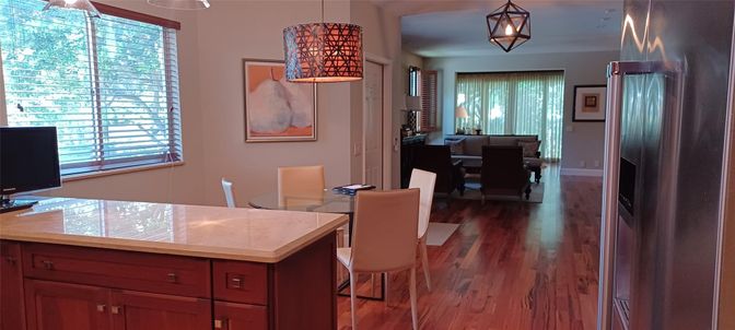 Dining room, Interior, Living room, Pendant Lights, Wood Texture Flooring