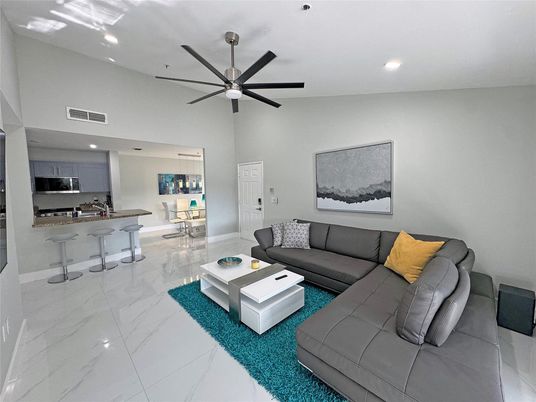 Interior, Kitchen, Living room, Marble, Pendant Lights, Recessed Lighting