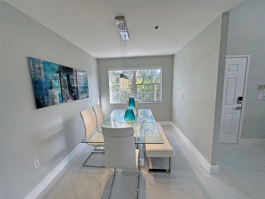 Dining room, Interior, Marble, Pendant Lights