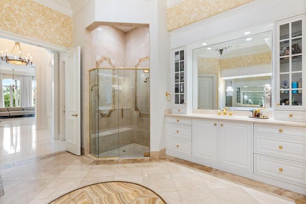Bathroom, Glass Shower, Interior, Recessed Lighting