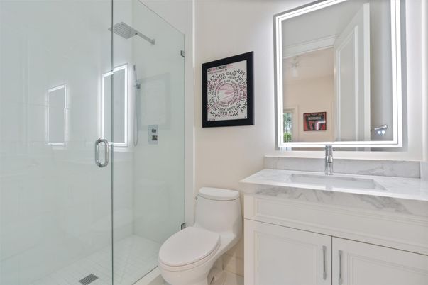Bathroom, Glass Shower, Interior, Marble Walls