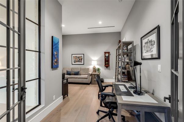 Home Office, Interior, Recessed Lighting, Wood Texture Flooring