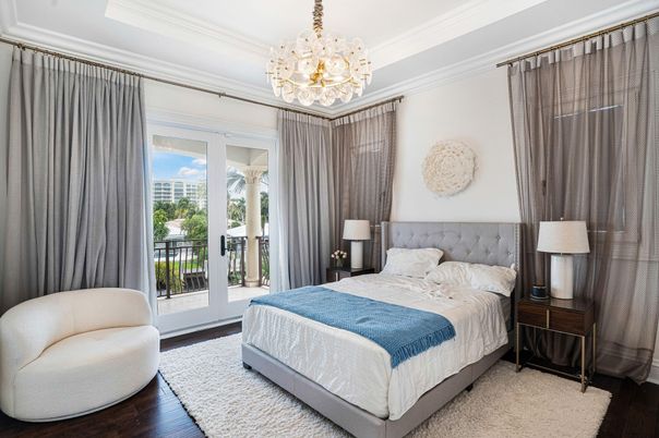 Bedroom, Chandelier, Interior, Wood Texture Flooring
