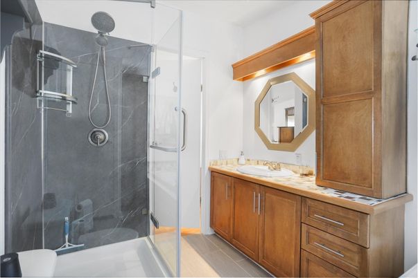 Bathroom, Dual Sink Vanities, Glass Shower, Interior