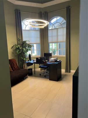 Home Office, Interior, Pendant Lights, Wood Texture Flooring