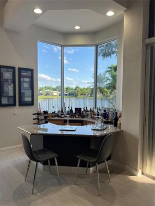 Dining room, Interior, Recessed Lighting, Water, Wood Texture Flooring