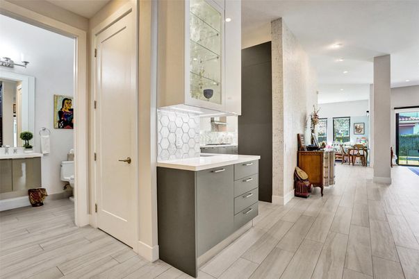 Bathroom, Interior, Recessed Lighting, Wood Texture Flooring