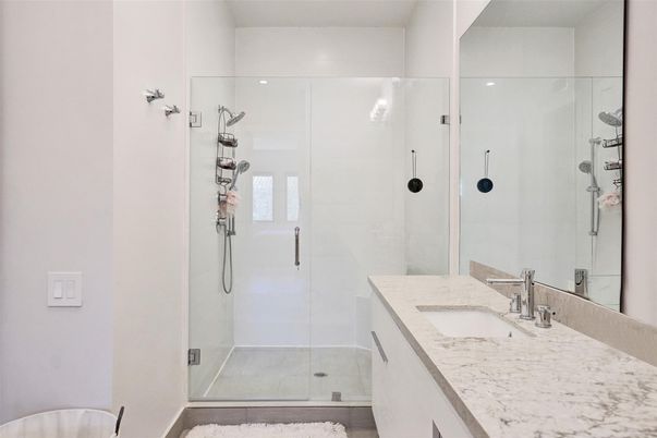 Bathroom, Glass Shower, Interior, Recessed Lighting