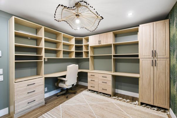 Home Office, Interior, Recessed Lighting, Wood Texture Flooring