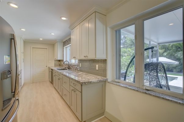 Interior, Kitchen, Recessed Lighting, Wood Texture Flooring