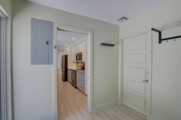Interior, Kitchen, Recessed Lighting, Wood Texture Flooring