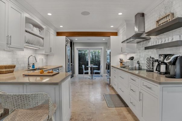 Interior, Kitchen, Recessed Lighting, Stainless Steel Appliances, Wooden Beams