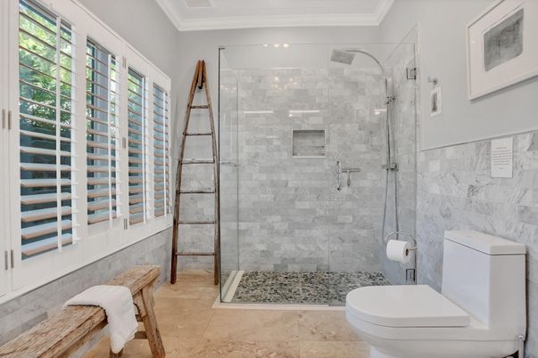Bathroom, Glass Shower, Interior, Recessed Lighting