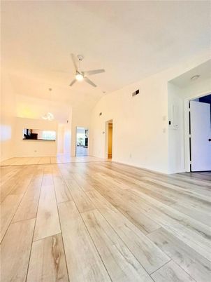 Empty room, Interior, Pendant Lights, Wood Texture Flooring