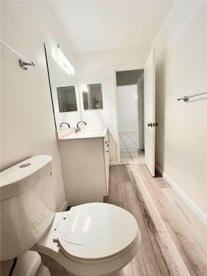 Bathroom, Dual Sink Vanities, Interior, Wood Texture Flooring