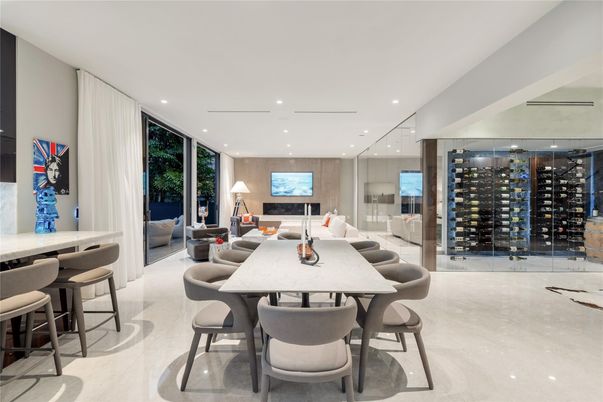 Dining room, Interior, Living room, Recessed Lighting, Wine Storage