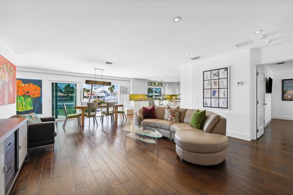 Dining room, Interior, Kitchen, Living room, Pendant Lights, Recessed Lighting, Wood Texture Flooring