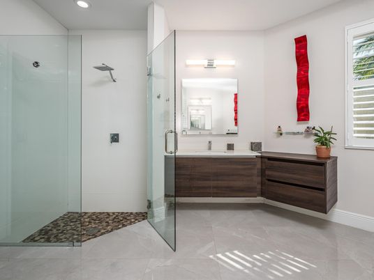 Bathroom, Dual Sink Vanities, Glass Shower, Interior, Recessed Lighting