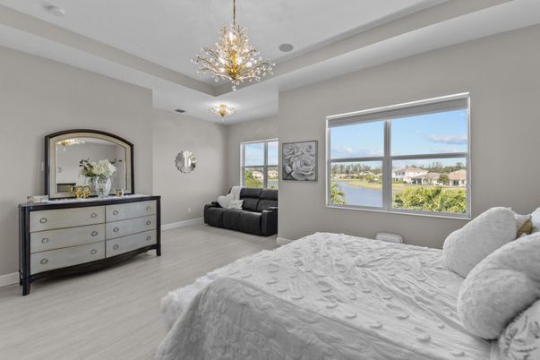 Bedroom, Interior, Pendant Lights, Wood Texture Flooring