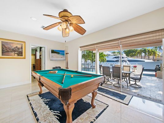 Billiard Table, Game Room, Interior, Recessed Lighting, Water
