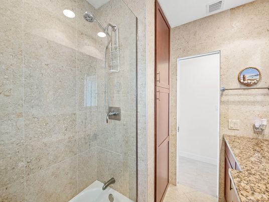 Bathroom, Glass Shower, Interior, Recessed Lighting