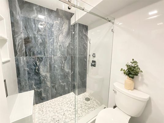 Bathroom, Glass Shower, Interior, Marble Walls