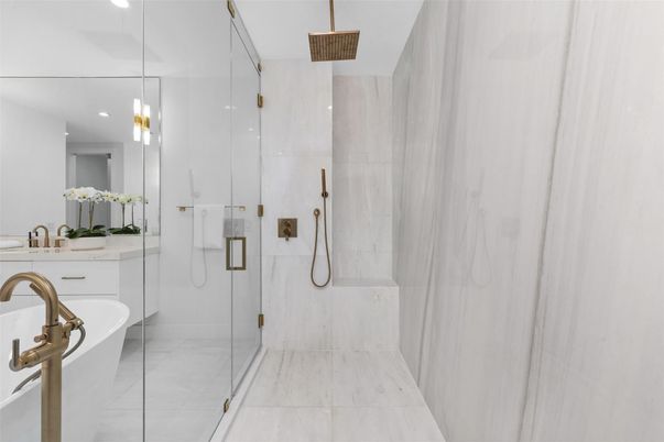 Bathroom, Glass Shower, Interior, Recessed Lighting