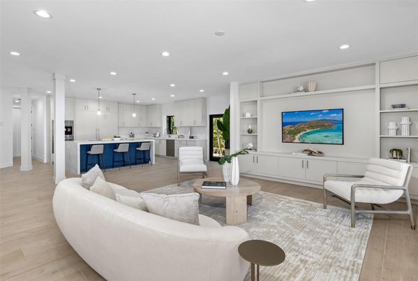 Interior, Kitchen, Living room, Pendant Lights, Recessed Lighting, Stainless Steel Appliances, Wood Texture Flooring