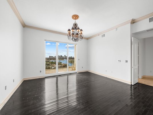Chandelier, Empty room, Interior, Water, Wood Texture Flooring
