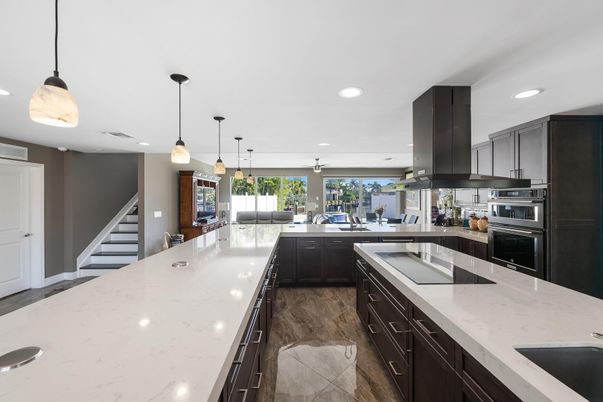 Interior, Kitchen, Pendant Lights, Recessed Lighting, Wood Texture Flooring