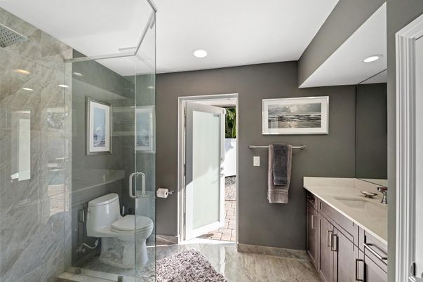 Bathroom, Glass Shower, Interior, Recessed Lighting