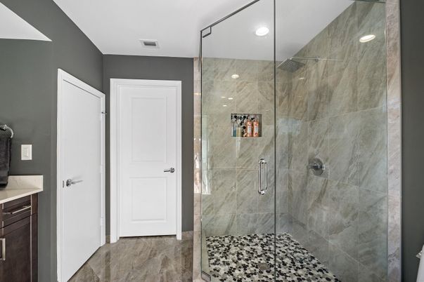 Bathroom, Glass Shower, Interior, Recessed Lighting