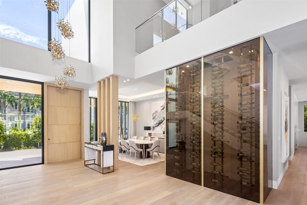 Dining room, Interior, Pendant Lights, Recessed Lighting, Wood Texture Flooring