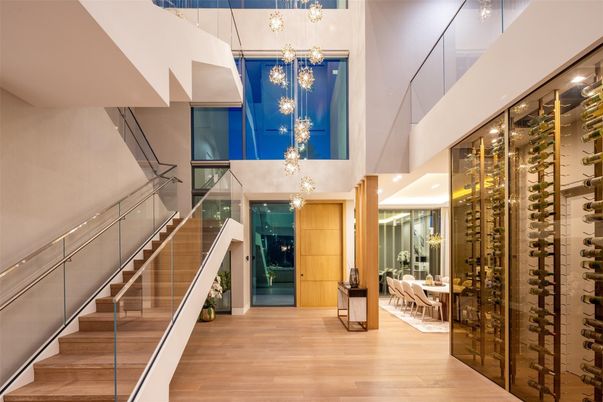 Interior, Pendant Lights, Wine Storage, Wood Texture Flooring