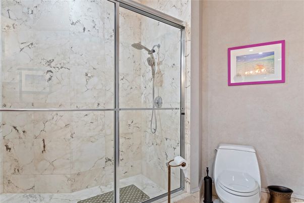 Bathroom, Glass Shower, Interior, Marble Walls