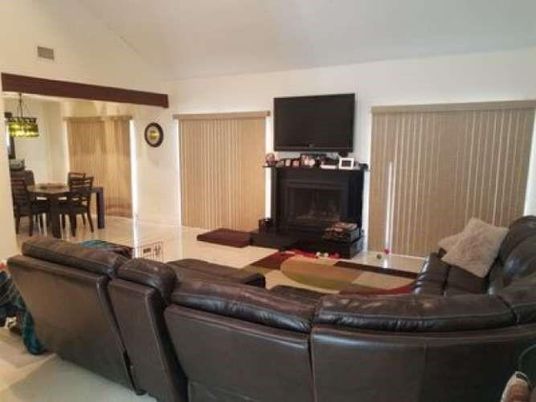 Dining room, Fireplace, Interior, Living room, Pendant Lights